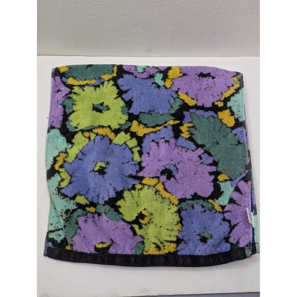 Givenchy Floral Cotton Hand Towel Blue Purple Green Vintage Urban Uchino Japan - Picture 5 of 9
